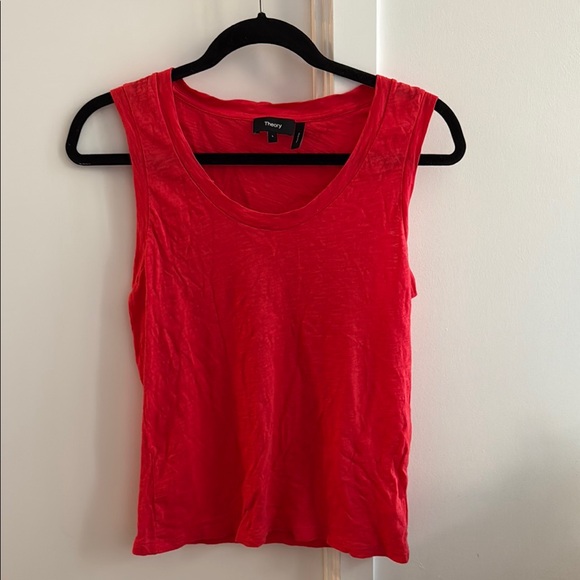 Theory Red Fitted Sleeveless Tank Top - Picture 1 of 1